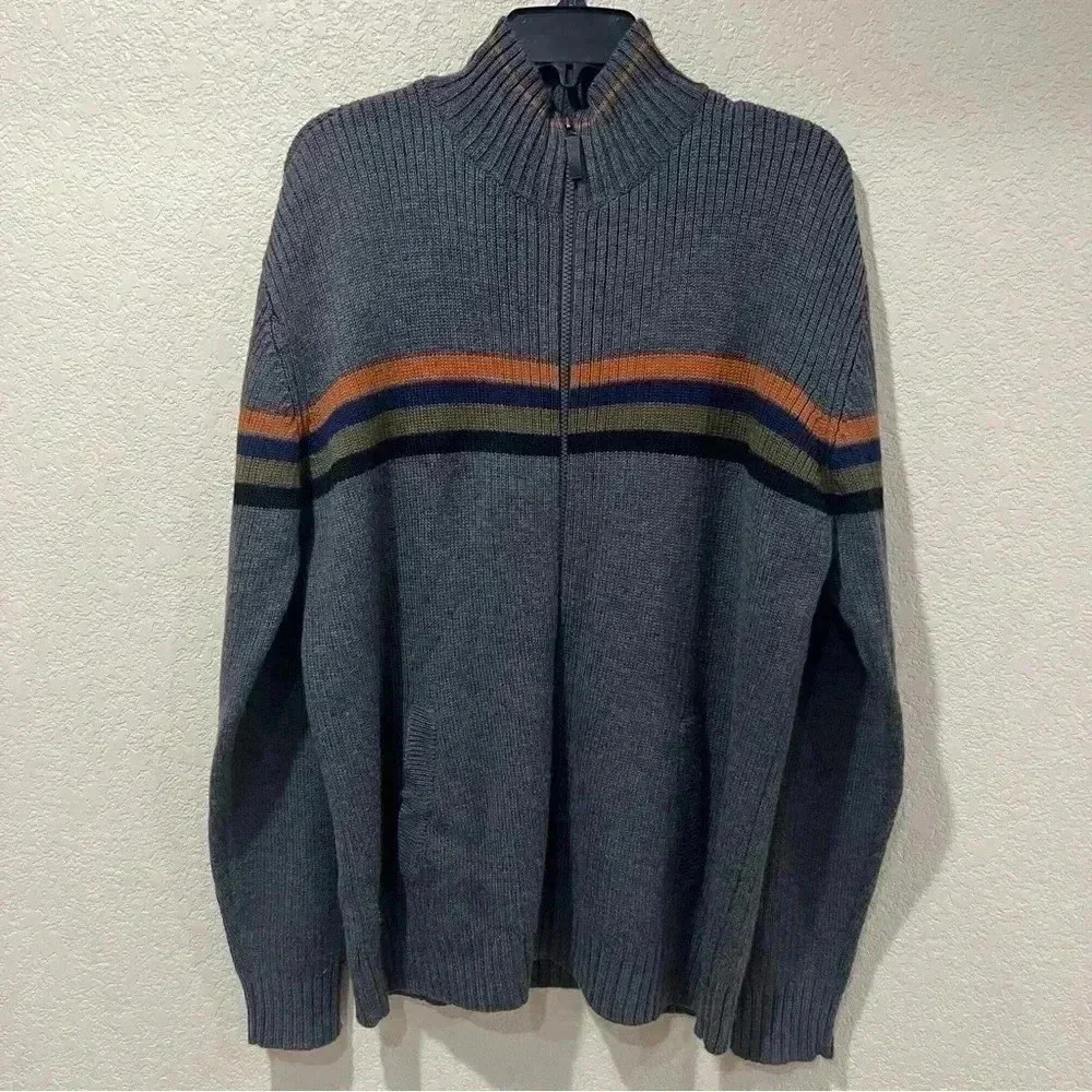 The North Face Sweater Mens Size Large A5 Series Knit Zip-Up Jacket Striped Gray